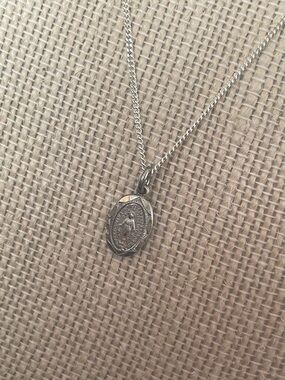 Vintage 925 Sterling Silver Religious Medal Necklace - so dainty and cute!